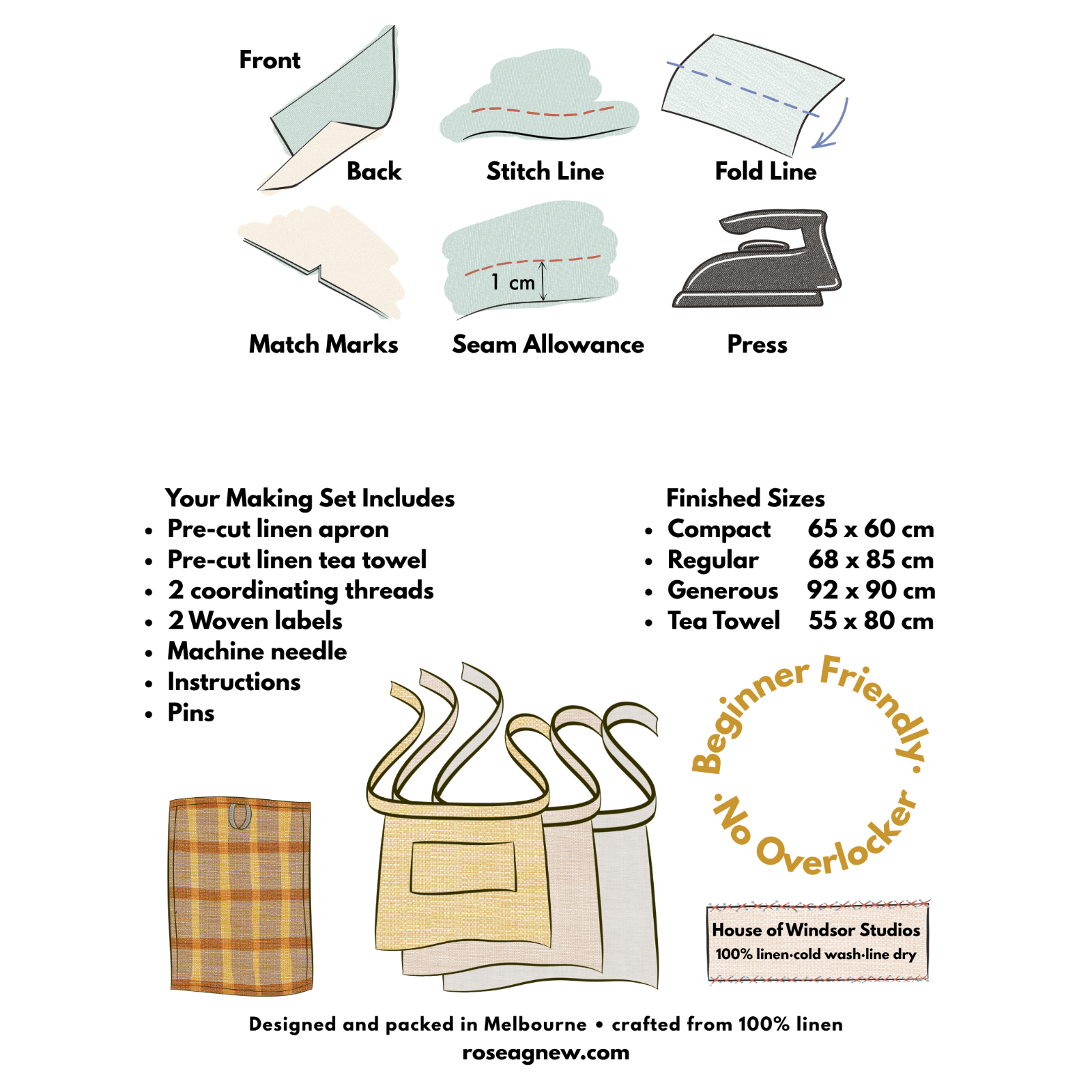 Linen Apron & Tea Towel Making Set